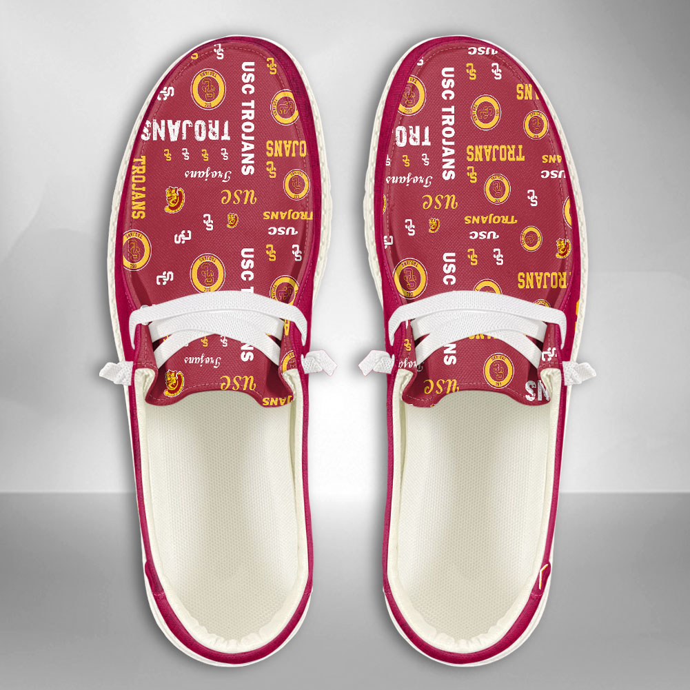 JWFancy NCAA USC Trojans Hey Dude Shoes Wally Men's Lace Up Loafers Comfortable For Men And Women