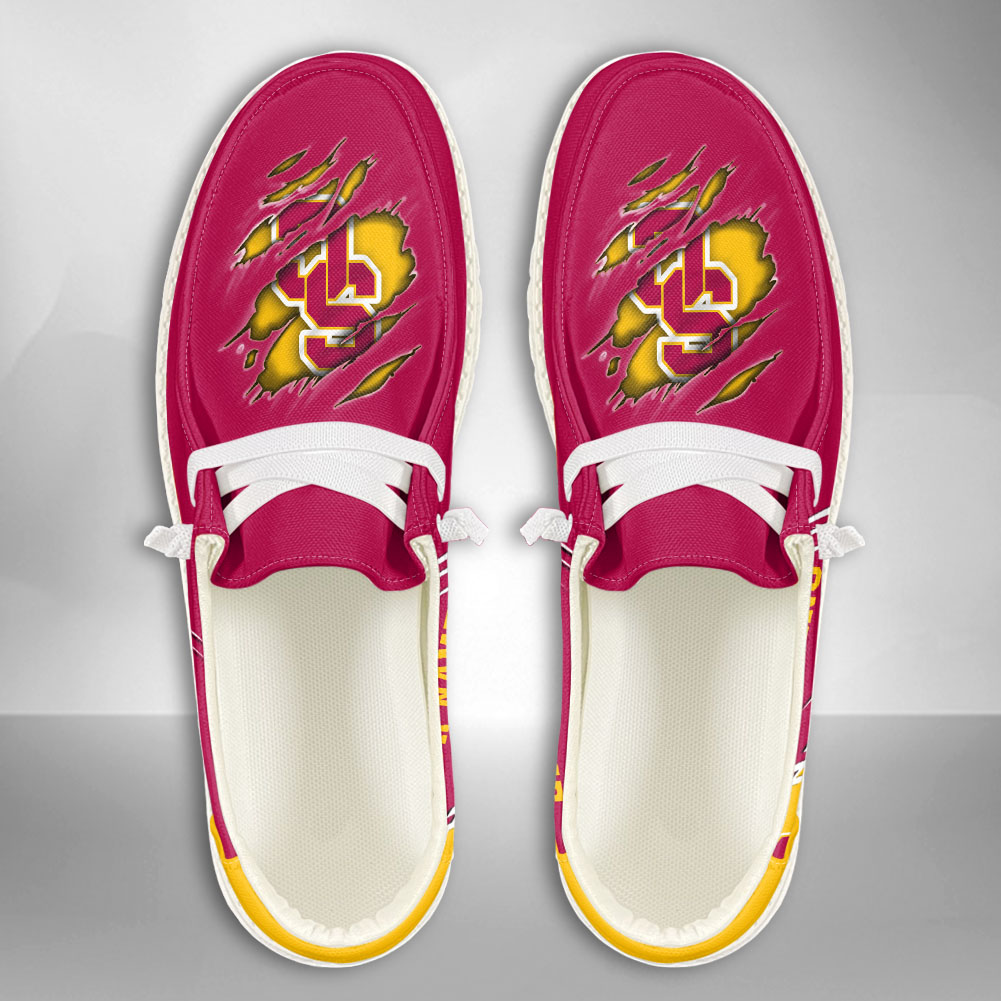 JWFancy NCAA USC Trojans Hey Dude Shoes Wally Men's Lace Up Loafers Comfortable For Men And Women