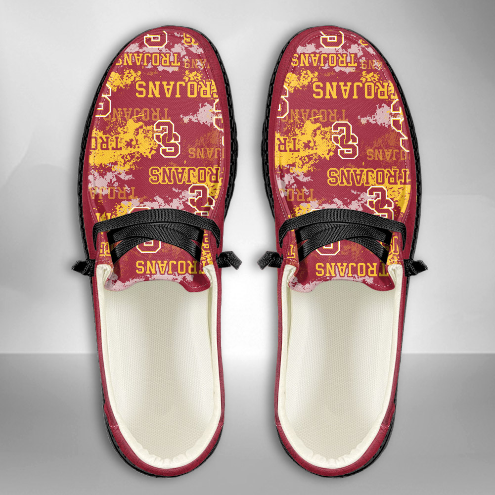 JWFancy NCAA USC Trojans Hey Dude Shoes Wally Men's Lace Up Loafers Comfortable For Men And Women
