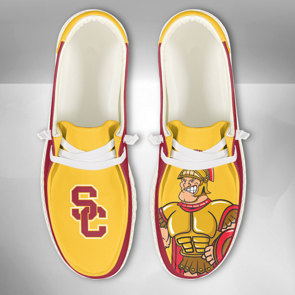 JWFancy NCAA USC Trojans Hey Dude Shoes Wally Men's Lace Up Loafers Comfortable For Men And Women