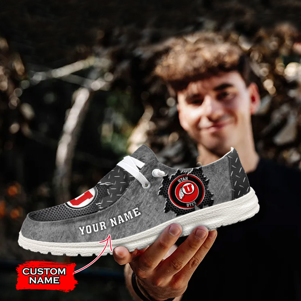 JWFancy NCAA Utah Utes Hey Dude Shoes Wally Men's Lace Up Loafers Comfortable For Men And Women