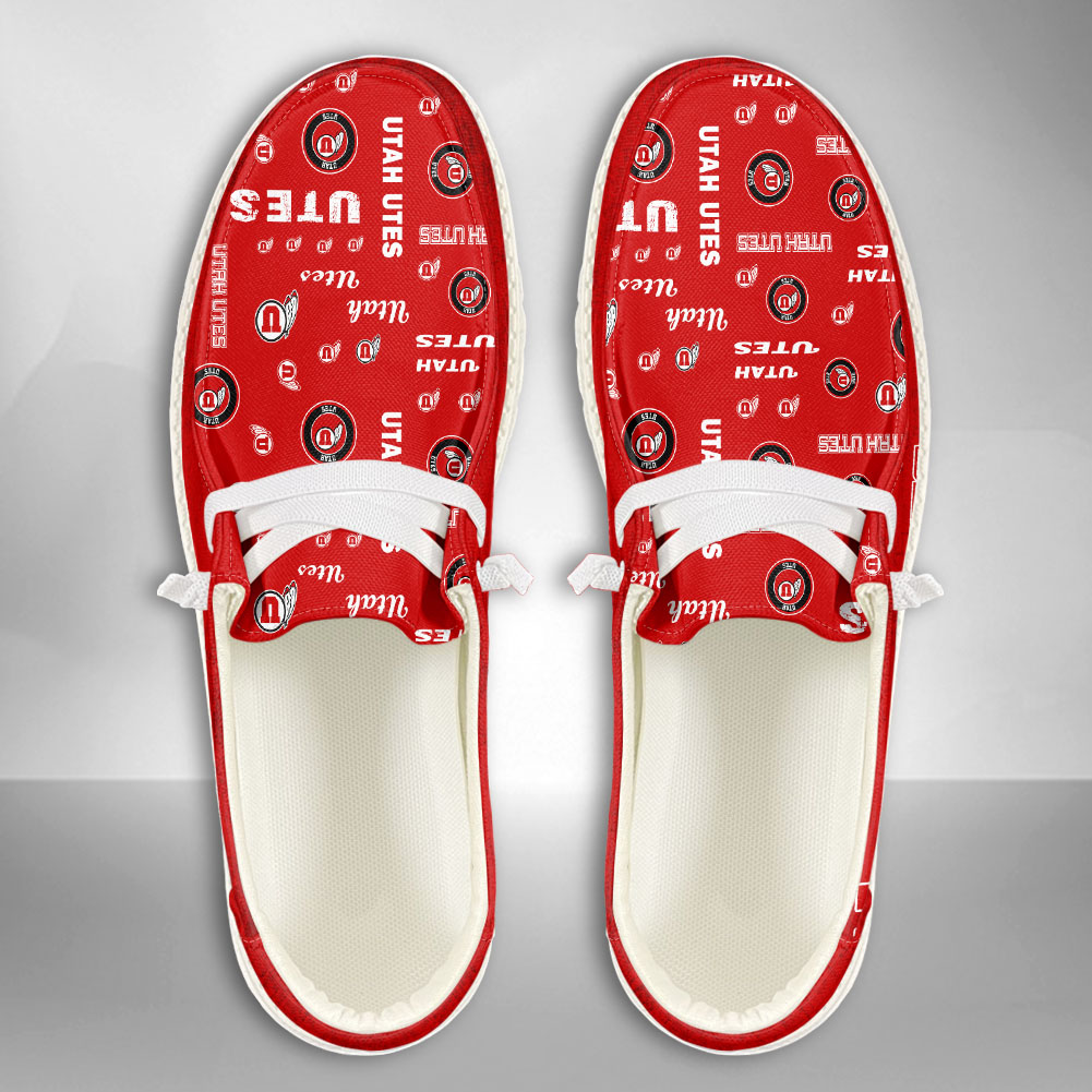 JWFancy NCAA Utah Utes Hey Dude Shoes Wally Men's Lace Up Loafers Comfortable For Men And Women