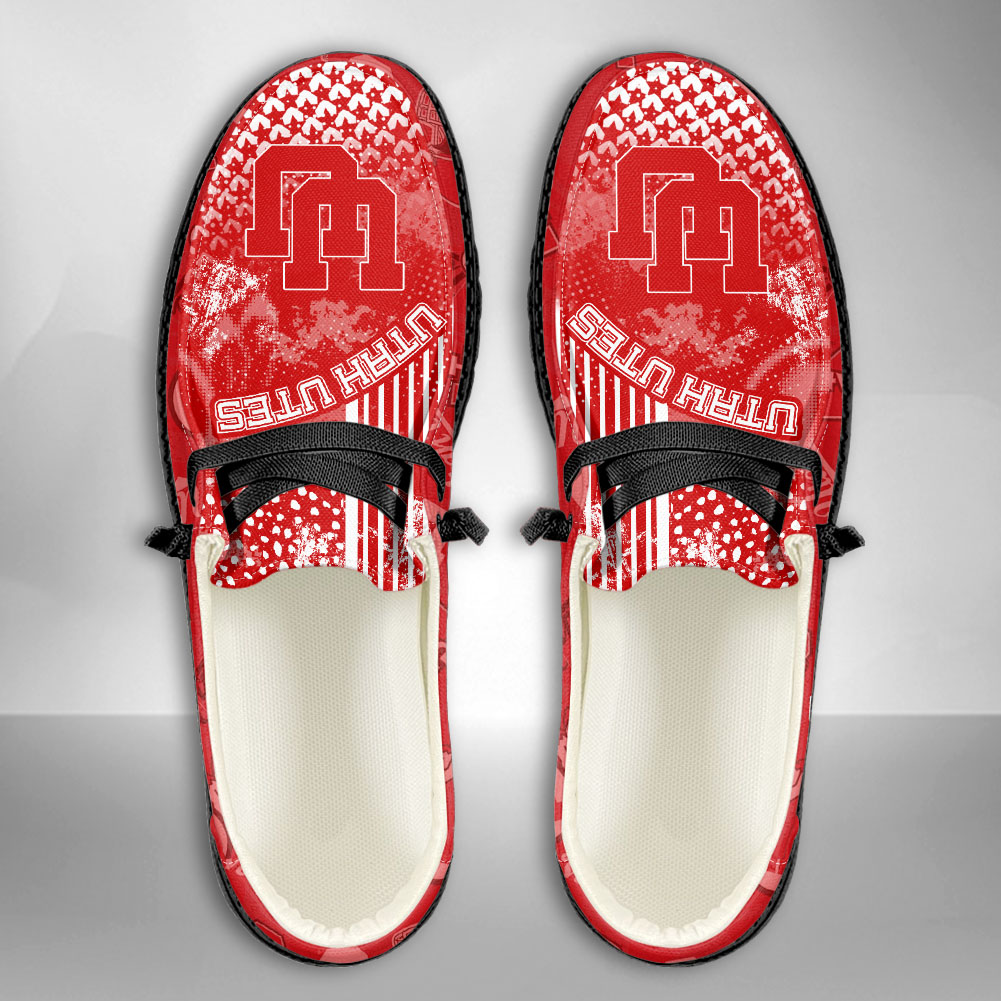 JWFancy NCAA Utah Utes Hey Dude Shoes Wally Men's Lace Up Loafers Comfortable For Men And Women