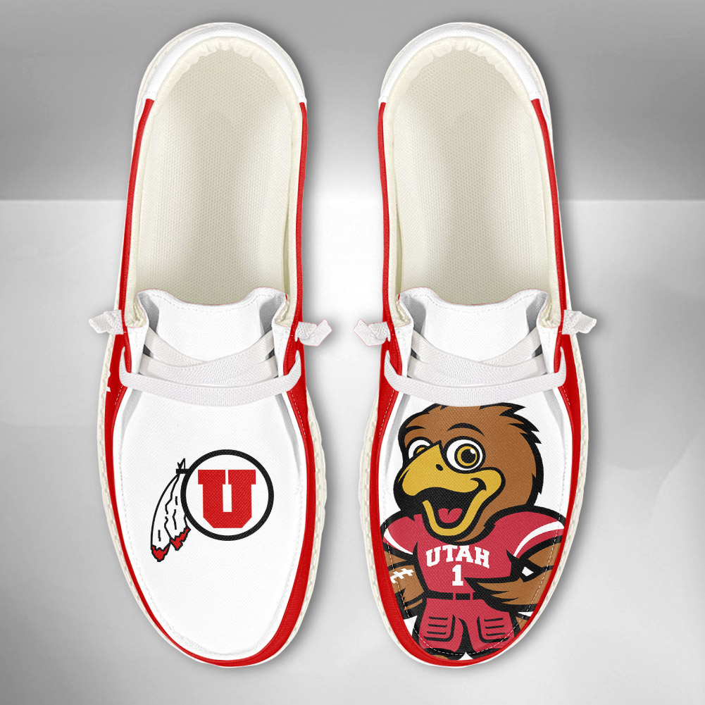 JWFancy NCAA Utah Utes Hey Dude Shoes Wally Men's Lace Up Loafers Comfortable For Men And Women