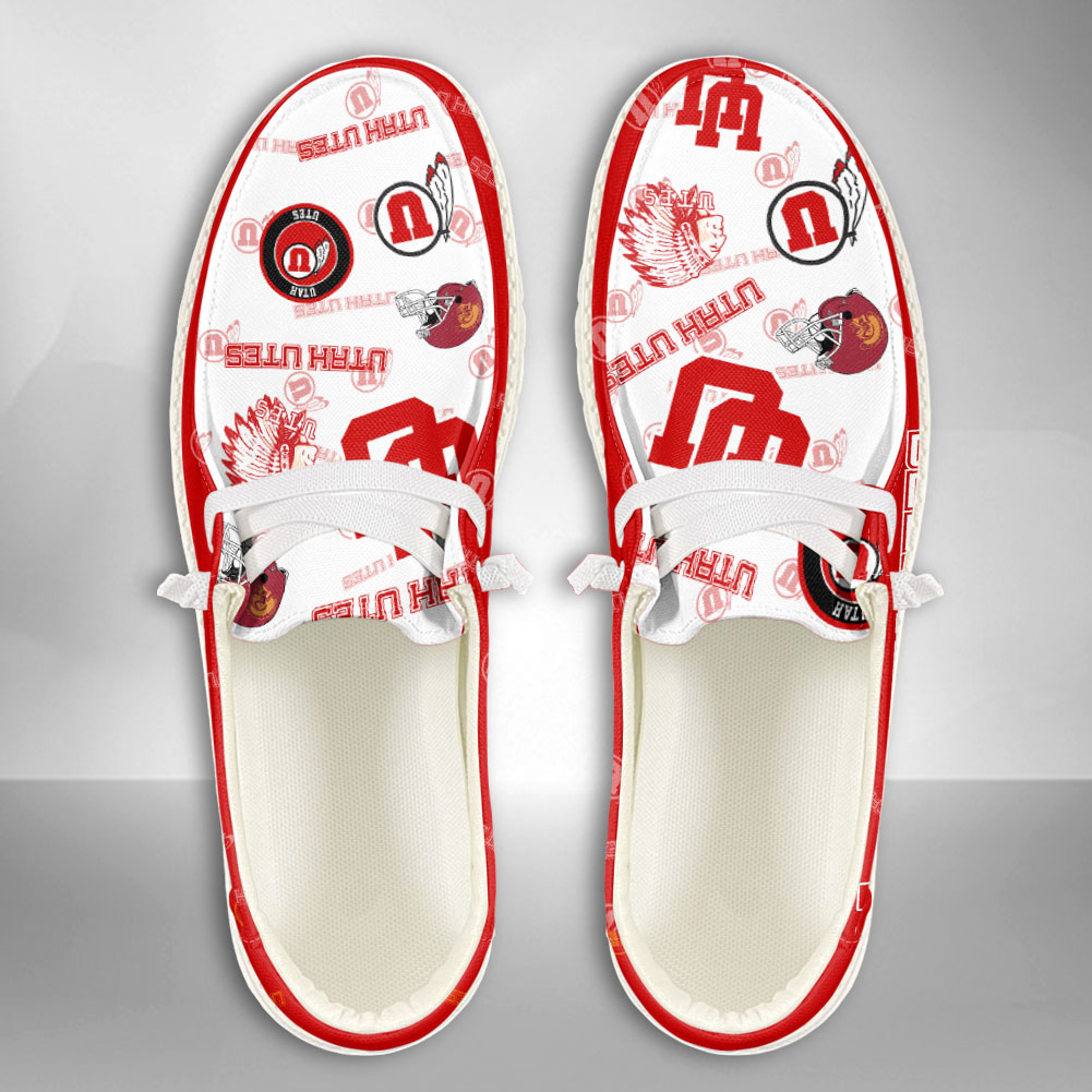 JWFancy NCAA Utah Utes Hey Dude Shoes Wally Men's Lace Up Loafers Comfortable For Men And Women