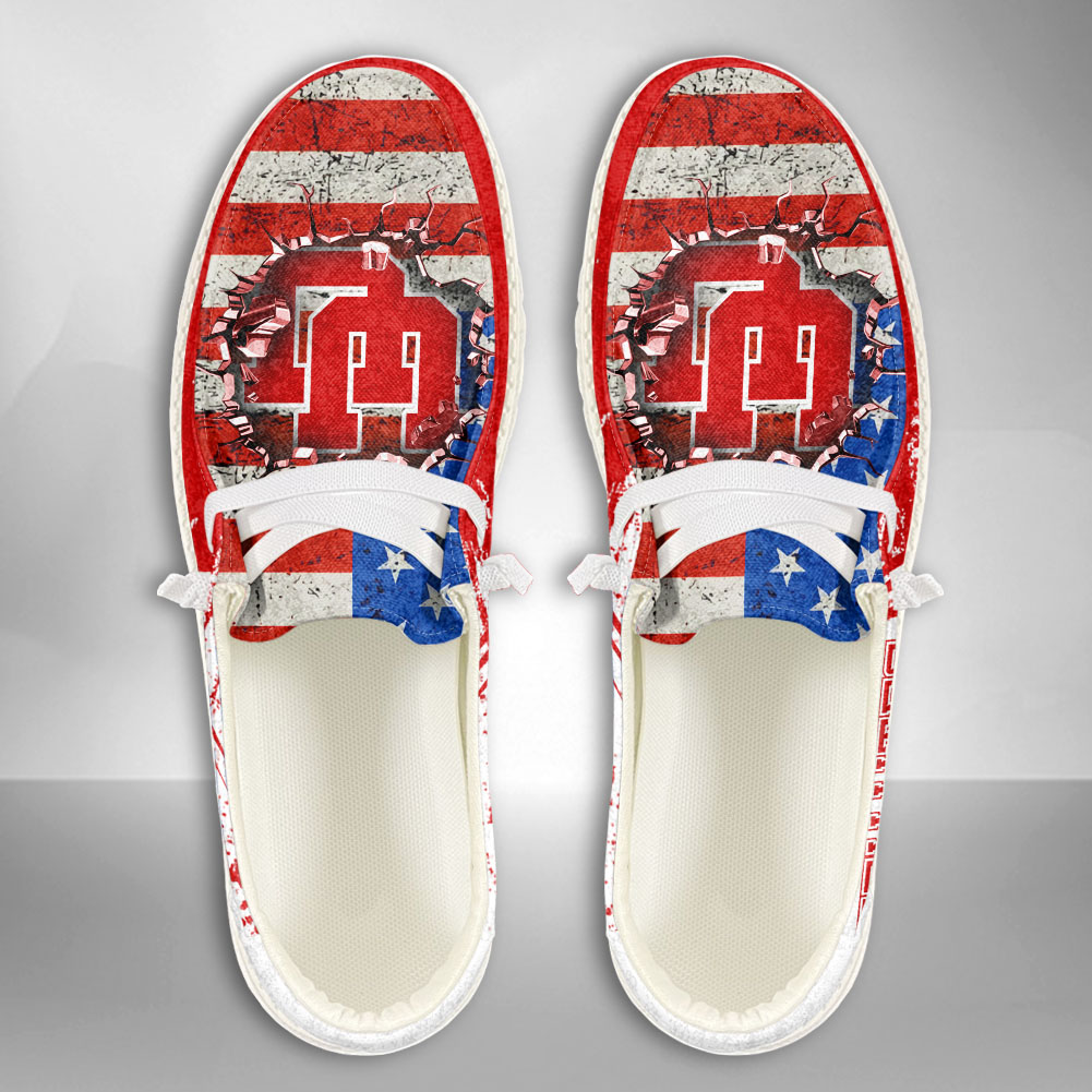 JWFancy NCAA Utah Utes Hey Dude Shoes Wally Men's Lace Up Loafers Comfortable For Men And Women