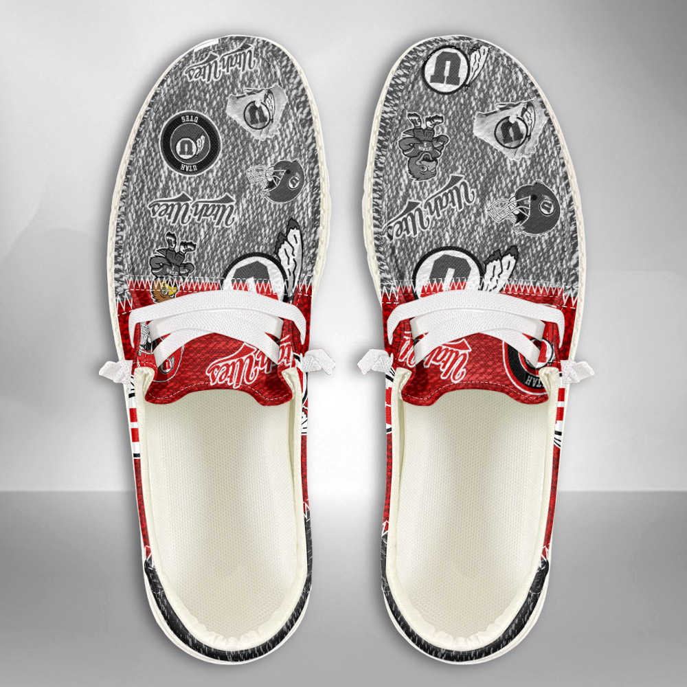 JWFancy NCAA Utah Utes Hey Dude Shoes Wally Men's Lace Up Loafers Comfortable For Men And Women