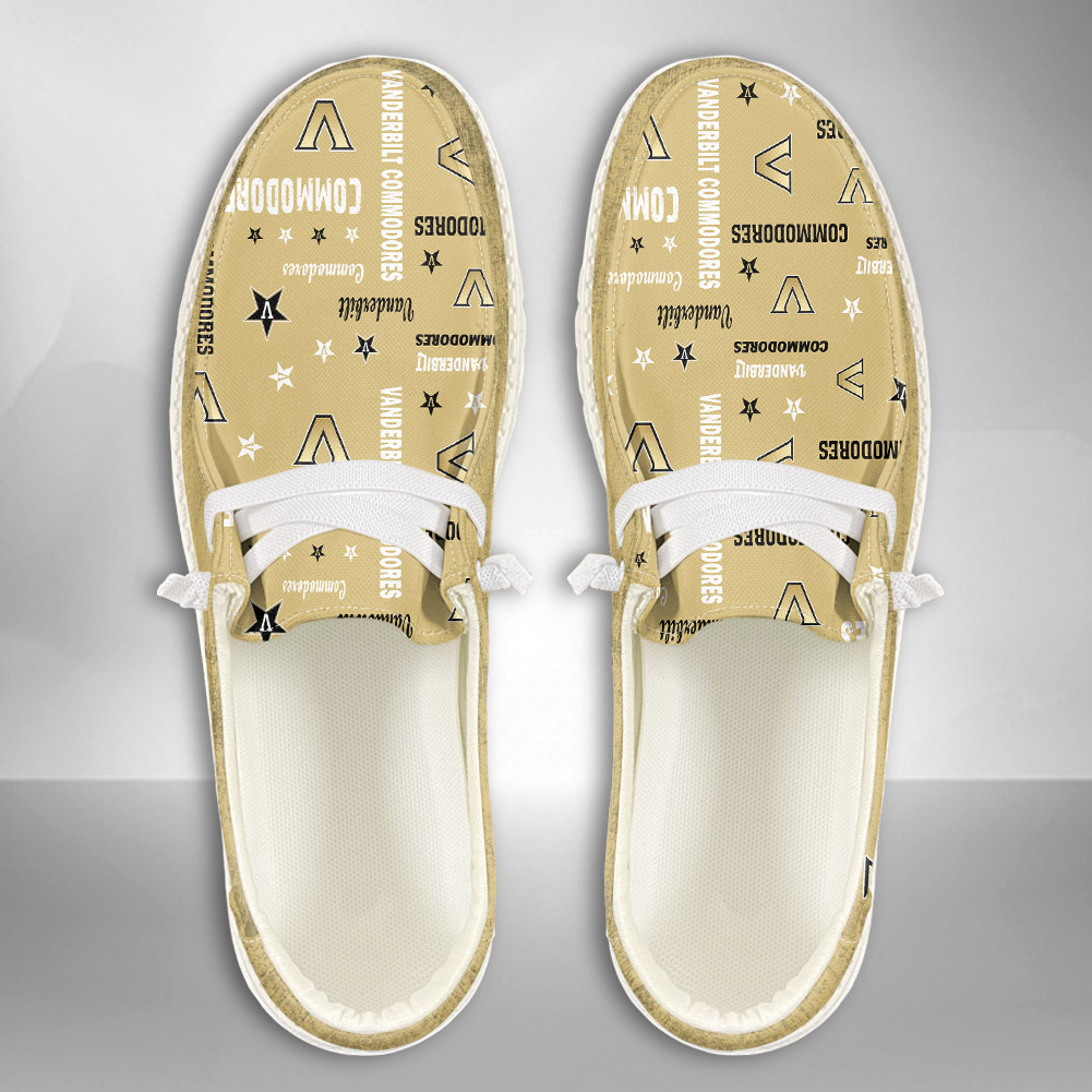 JWFancy NCAA Vanderbilt Commodores Hey Dude Shoes Wally Men's Lace Up Loafers Comfortable For Men And Women