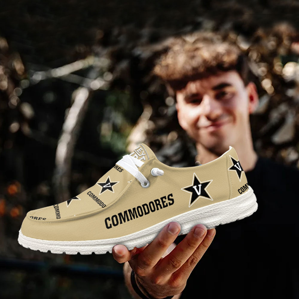 JWFancy NCAA Vanderbilt Commodores Hey Dude Shoes Wally Men's Lace Up Loafers Comfortable For Men And Women