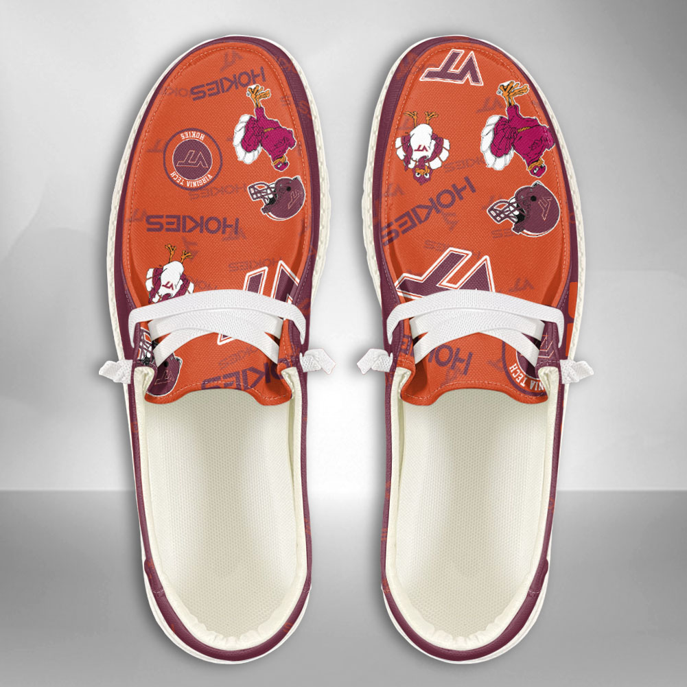 JWFancy NCAA Virginia Tech Hokies Hey Dude Shoes Wally Men's Lace Up Loafers Comfortable For Men And Women