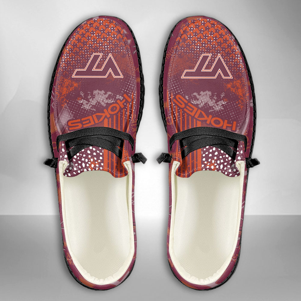 JWFancy NCAA Virginia Tech Hokies Hey Dude Shoes Wally Men's Lace Up Loafers Comfortable For Men And Women