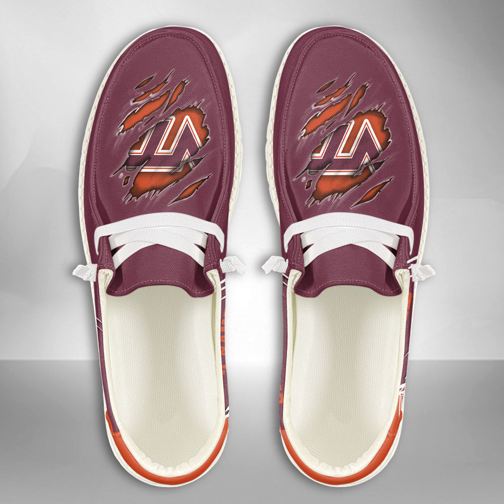 JWFancy NCAA Virginia Tech Hokies Hey Dude Shoes Wally Men's Lace Up Loafers Comfortable For Men And Women