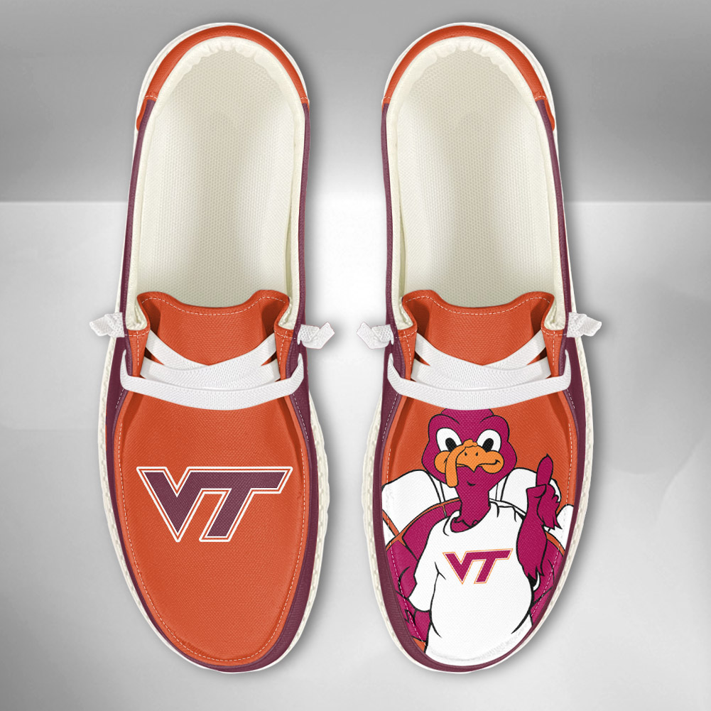 JWFancy NCAA Virginia Tech Hokies Hey Dude Shoes Wally Men's Lace Up Loafers Comfortable For Men And Women