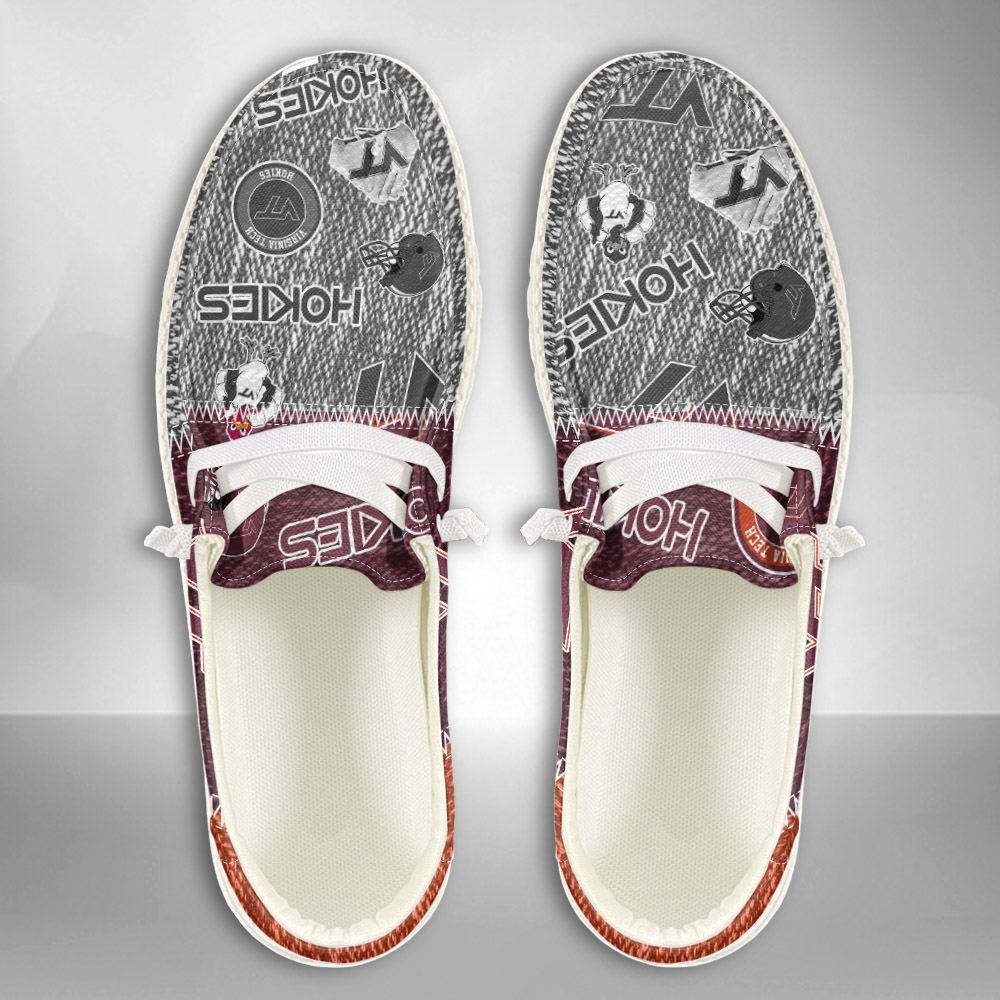 JWFancy NCAA Virginia Tech Hokies Hey Dude Shoes Wally Men's Lace Up Loafers Comfortable For Men And Women