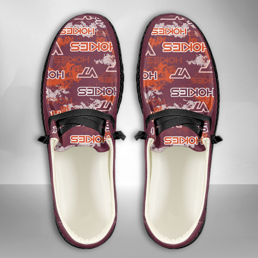 JWFancy NCAA Virginia Tech Hokies Hey Dude Shoes Wally Men's Lace Up Loafers Comfortable For Men And Women