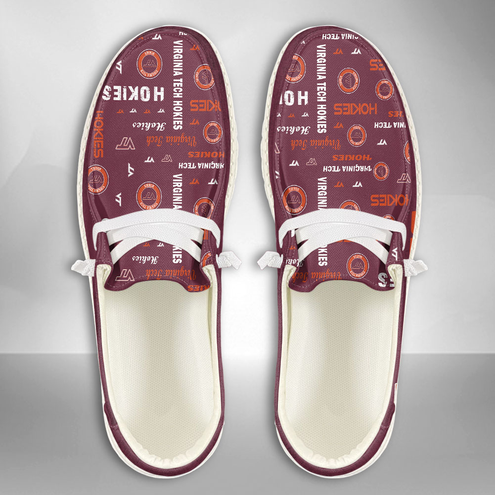 JWFancy NCAA Virginia Tech Hokies Hey Dude Shoes Wally Men's Lace Up Loafers Comfortable For Men And Women