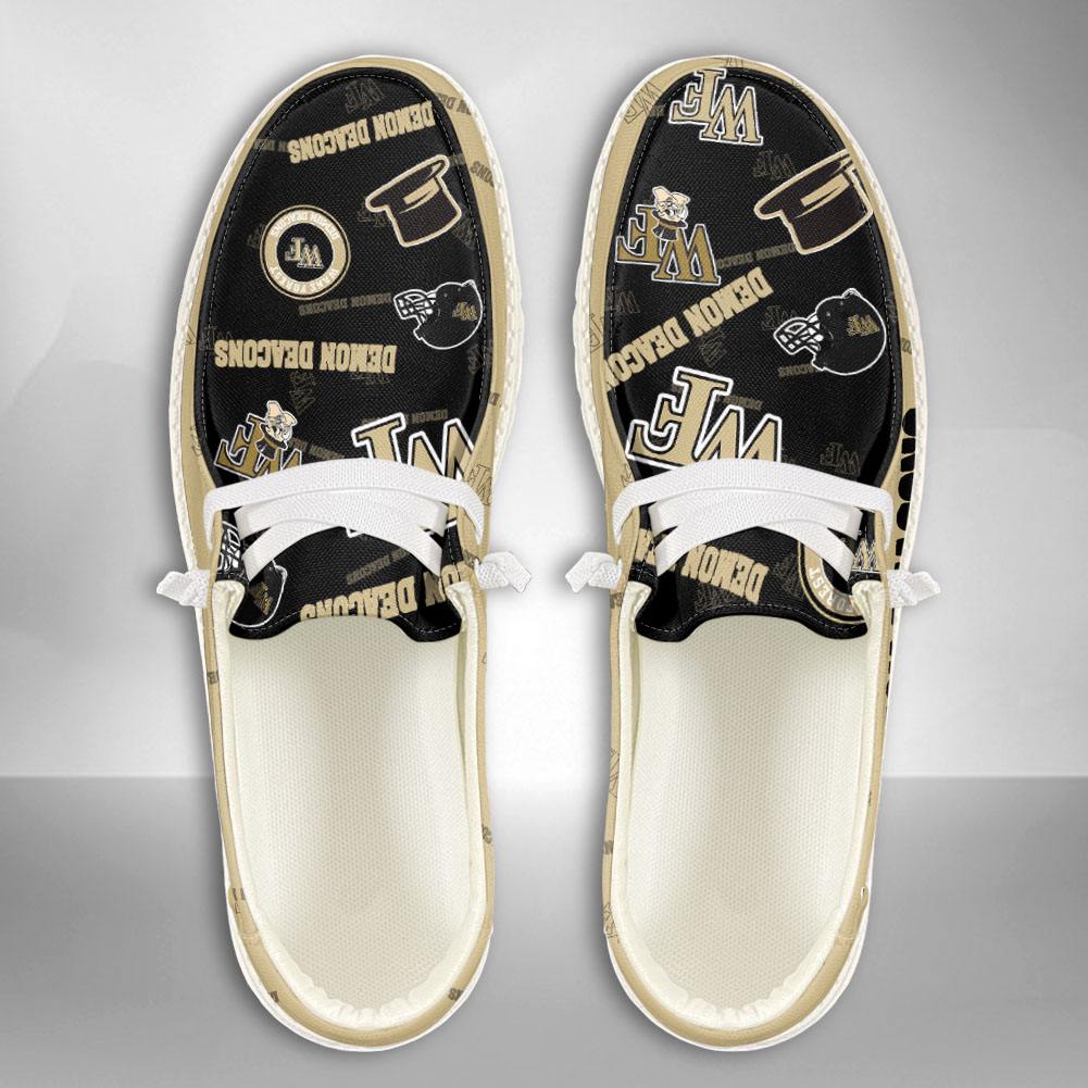 JWFancy NCAA Wake Forest Demon Deacons Hey Dude Shoes Wally Men's Lace Up Loafers Comfortable For Men And Women