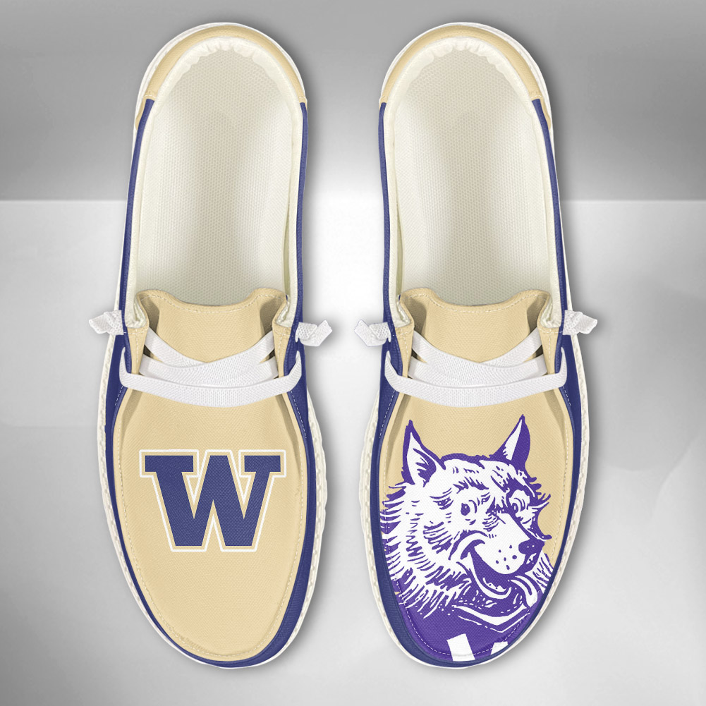 JWFancy NCAA Washington Huskies Hey Dude Shoes Wally Men's Lace Up Loafers Comfortable For Men And Women