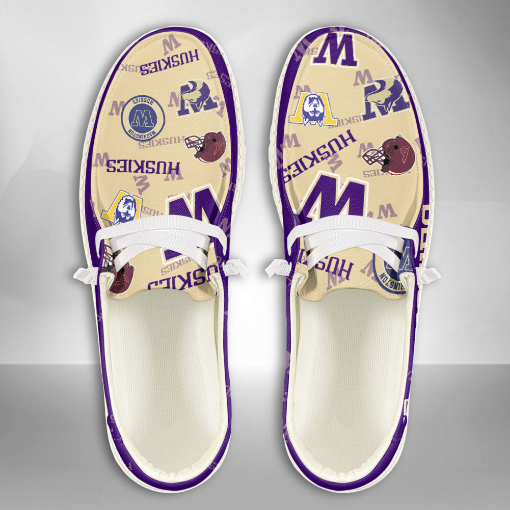 JWFancy NCAA Washington Huskies Hey Dude Shoes Wally Men's Lace Up Loafers Comfortable For Men And Women