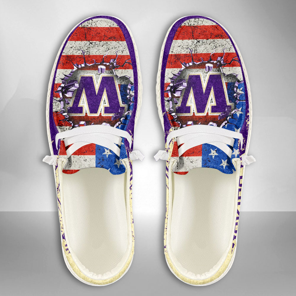 JWFancy NCAA Washington Huskies Hey Dude Shoes Wally Men's Lace Up Loafers Comfortable For Men And Women