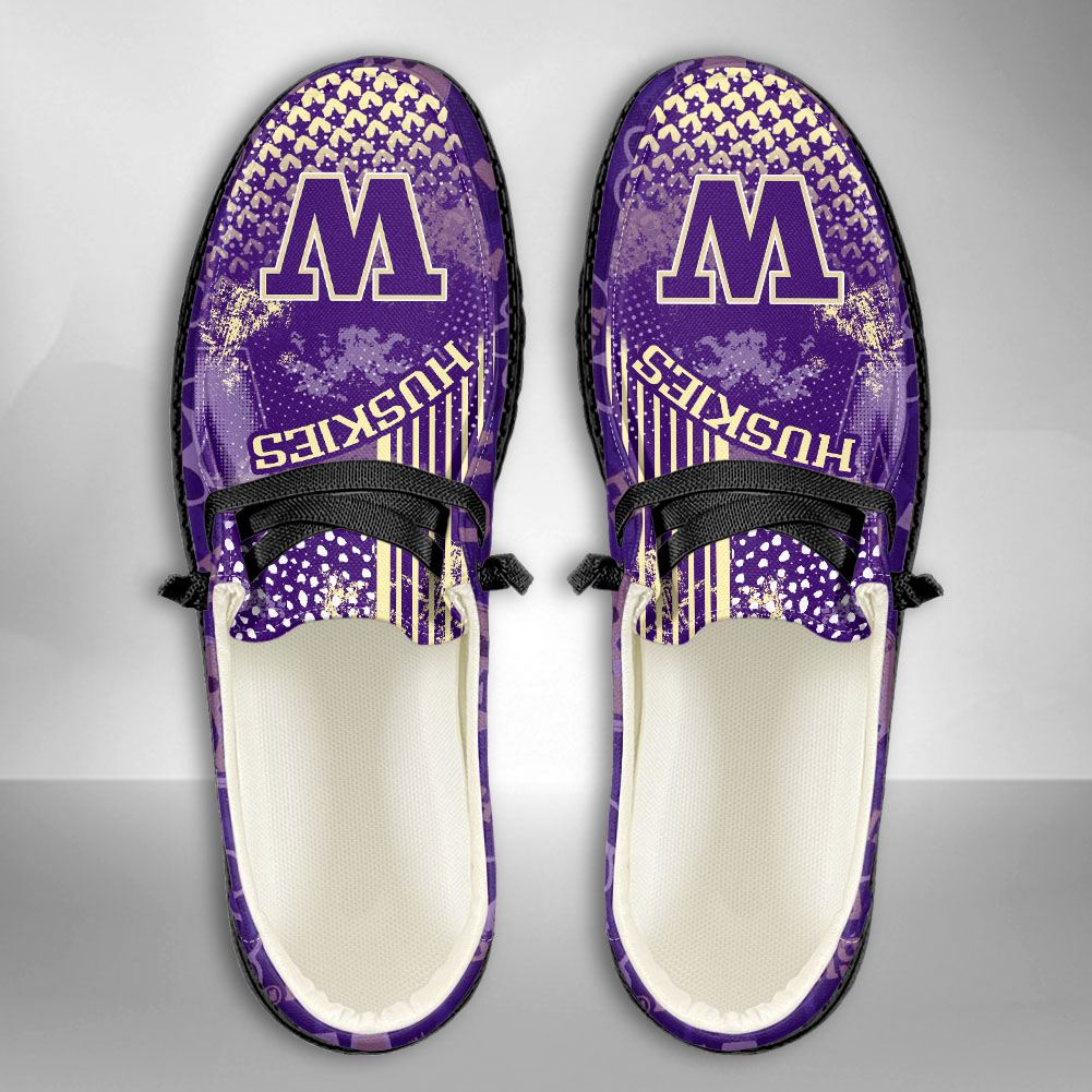 JWFancy NCAA Washington Huskies Hey Dude Shoes Wally Men's Lace Up Loafers Comfortable For Men And Women