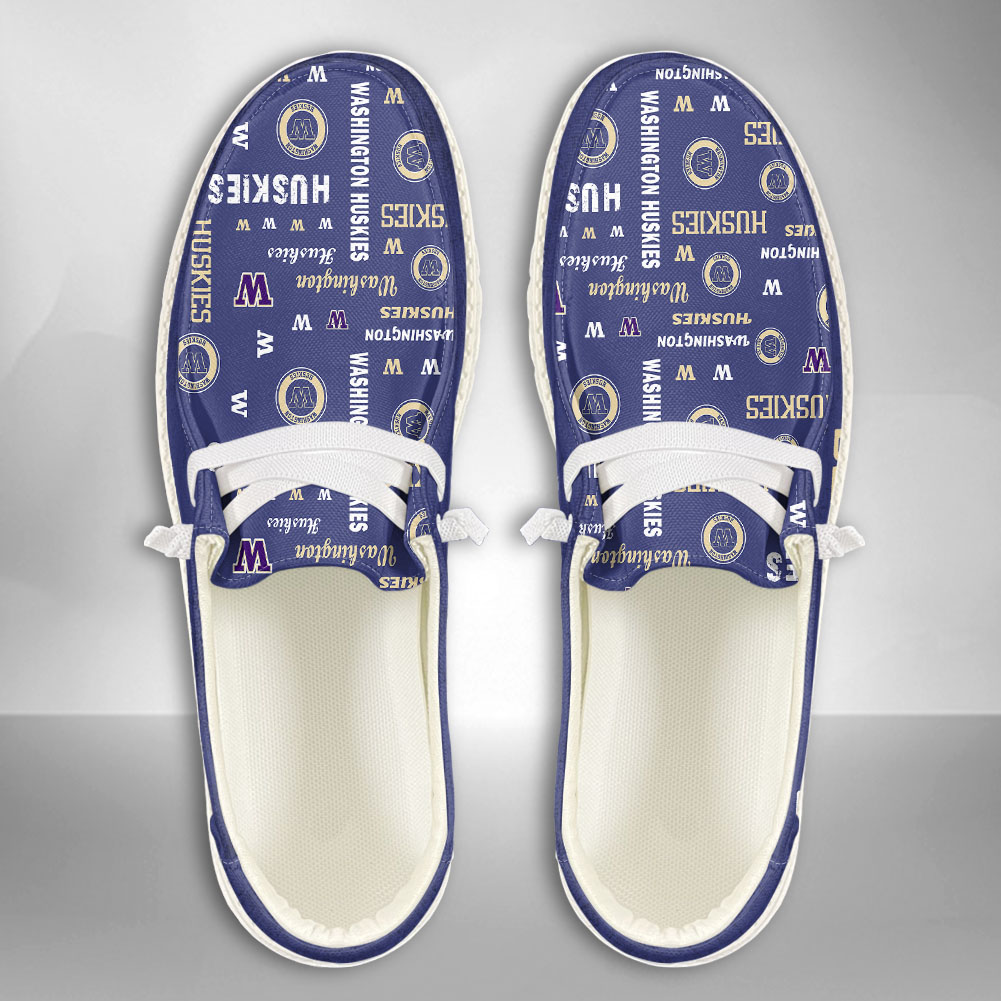 JWFancy NCAA Washington Huskies Hey Dude Shoes Wally Men's Lace Up Loafers Comfortable For Men And Women