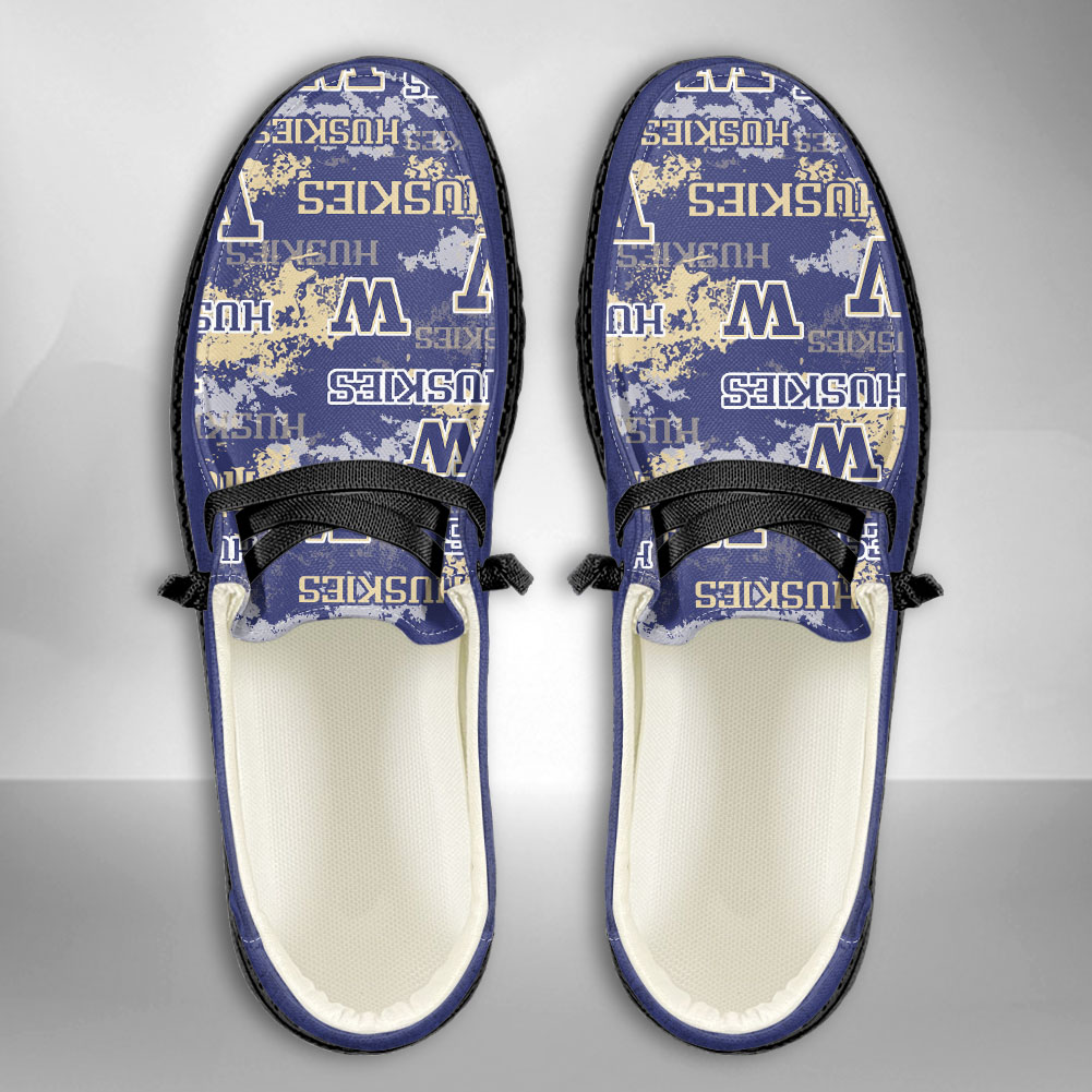 JWFancy NCAA Washington Huskies Hey Dude Shoes Wally Men's Lace Up Loafers Comfortable For Men And Women