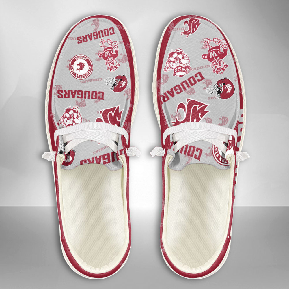 JWFancy NCAA Washington State Cougars Hey Dude Shoes Wally Men's Lace Up Loafers Comfortable For Men And Women