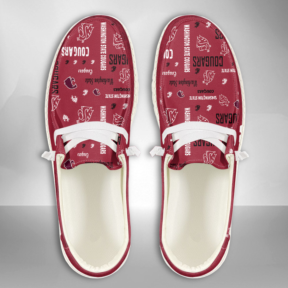 JWFancy NCAA Washington State Cougars Hey Dude Shoes Wally Men's Lace Up Loafers Comfortable For Men And Women