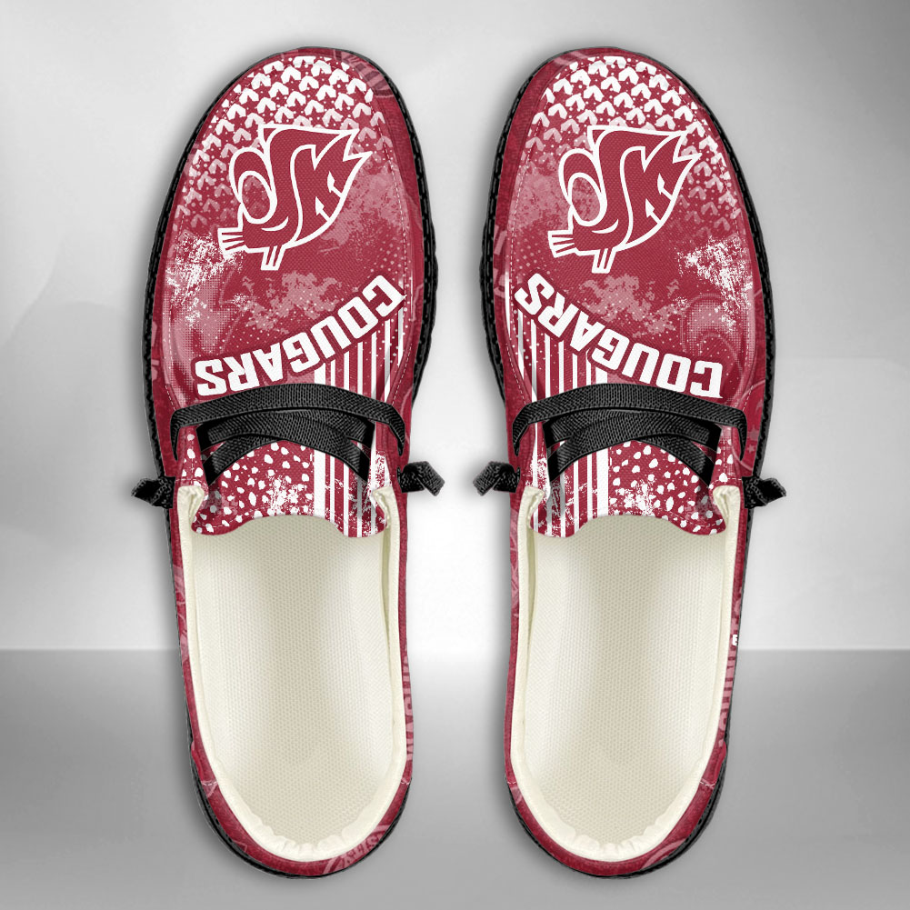 JWFancy NCAA Washington State Cougars Hey Dude Shoes Wally Men's Lace Up Loafers Comfortable For Men And Women