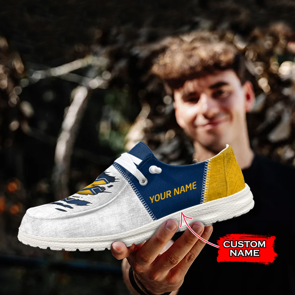 JWFancy NCAA West Virginia Mountaineers Hey Dude Shoes Wally Men's Lace Up Loafers Comfortable For Men And Women