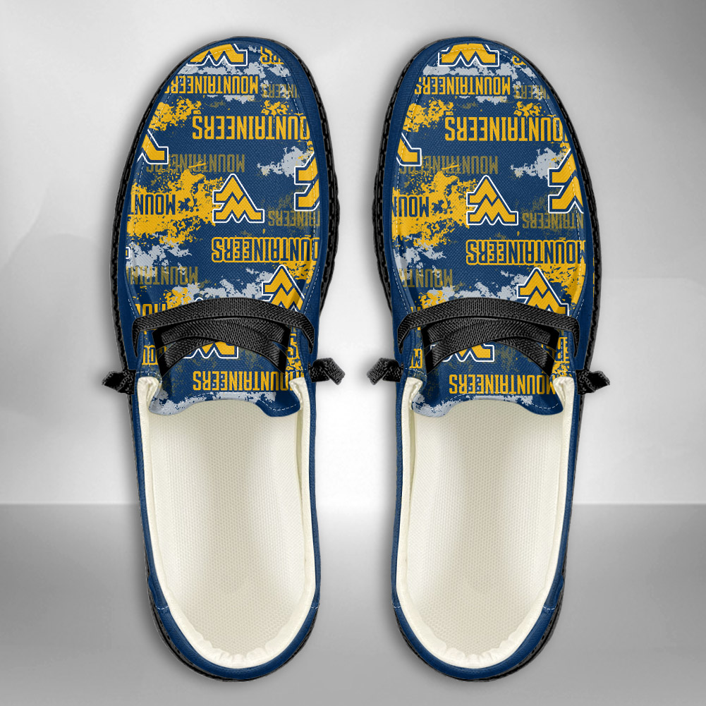 JWFancy NCAA West Virginia Mountaineers Hey Dude Shoes Wally Men's Lace Up Loafers Comfortable For Men And Women