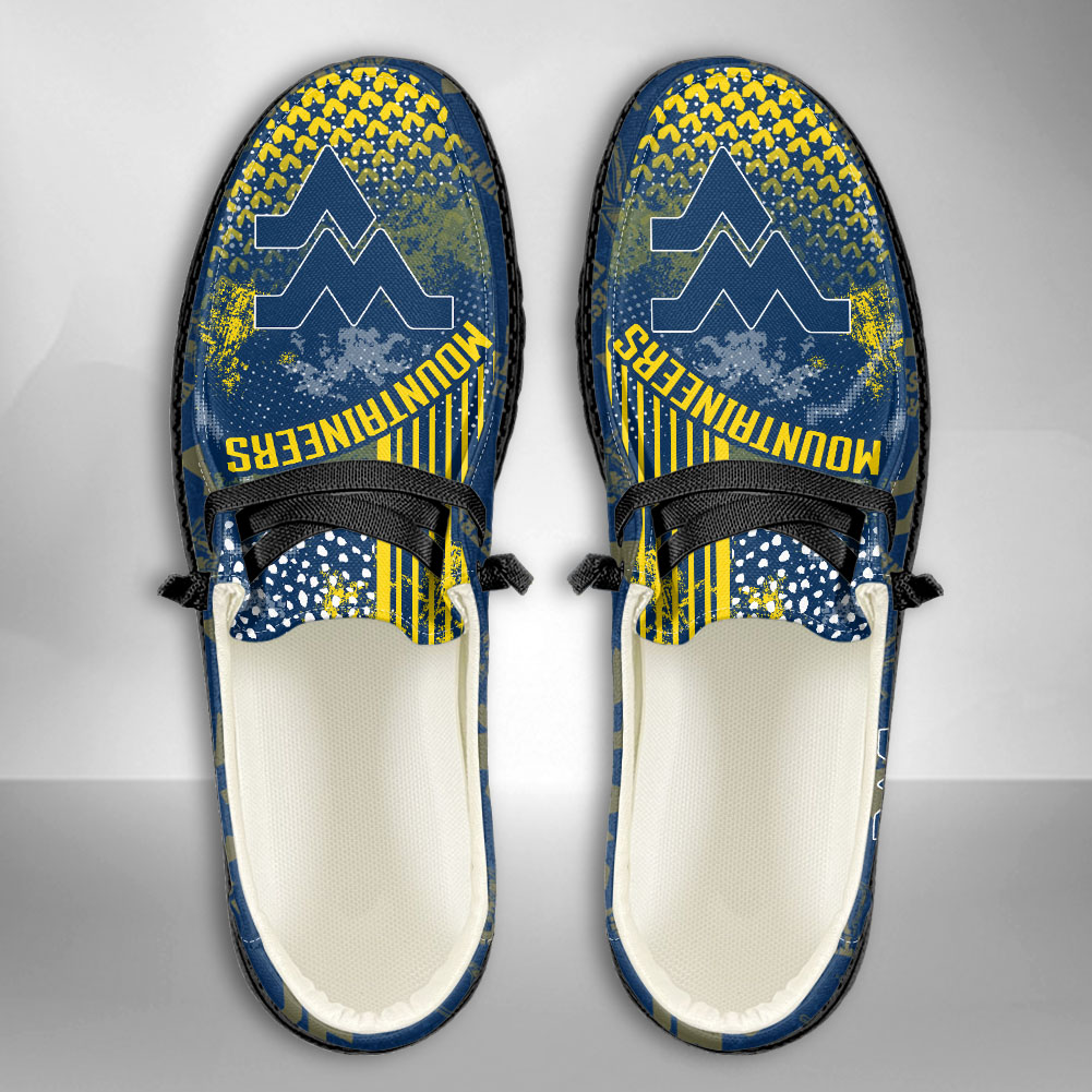 JWFancy NCAA West Virginia Mountaineers Hey Dude Shoes Wally Men's Lace Up Loafers Comfortable For Men And Women