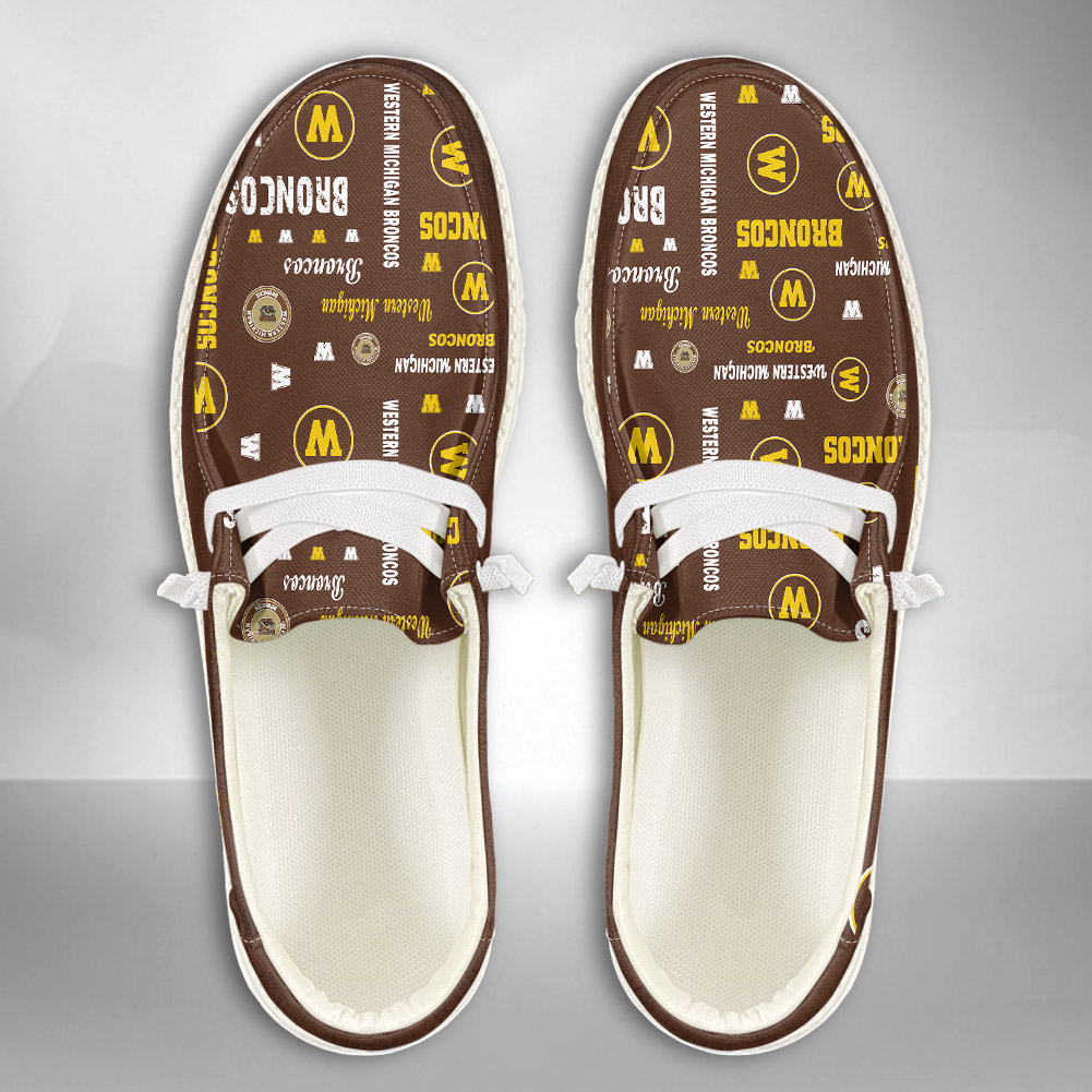 JWFancy NCAA Western Michigan Broncos Hey Dude Shoes Wally Men's Lace Up Loafers Comfortable For Men And Women