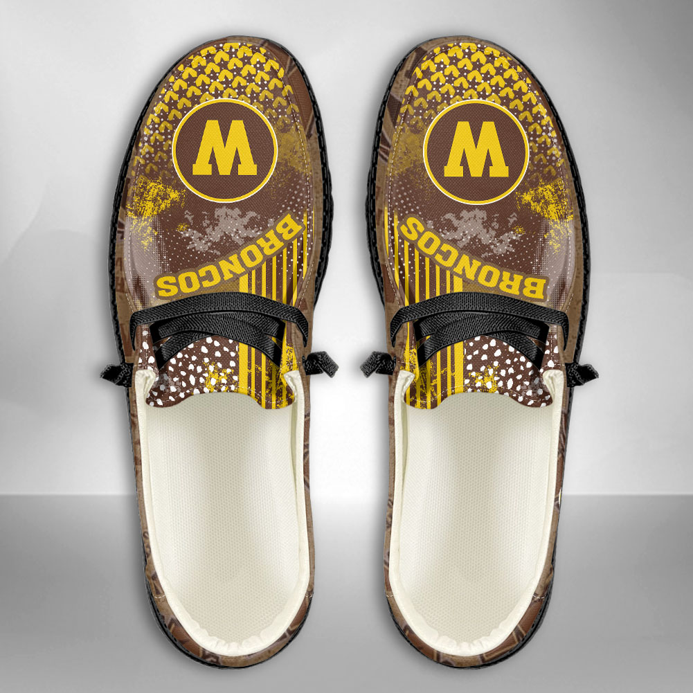 JWFancy NCAA Western Michigan Broncos Hey Dude Shoes Wally Men's Lace Up Loafers Comfortable For Men And Women