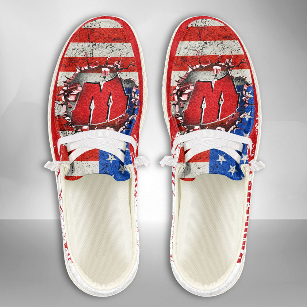 JWFancy NCAA Wisconsin Badgers Hey Dude Shoes Wally Men's Lace Up Loafers Comfortable For Men And Women