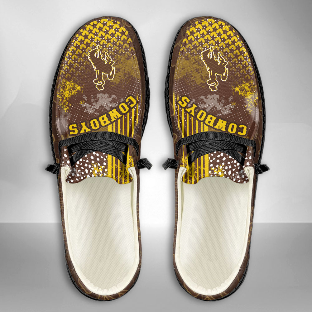 JWFancy NCAA Wyoming Cowboys Hey Dude Shoes Wally Men's Lace Up Loafers Comfortable For Men And Women