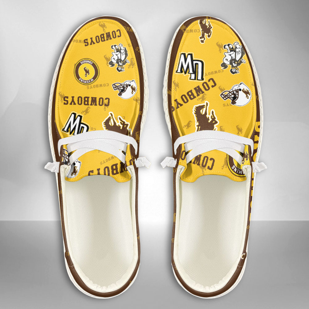 JWFancy NCAA Wyoming Cowboys Hey Dude Shoes Wally Men's Lace Up Loafers Comfortable For Men And Women
