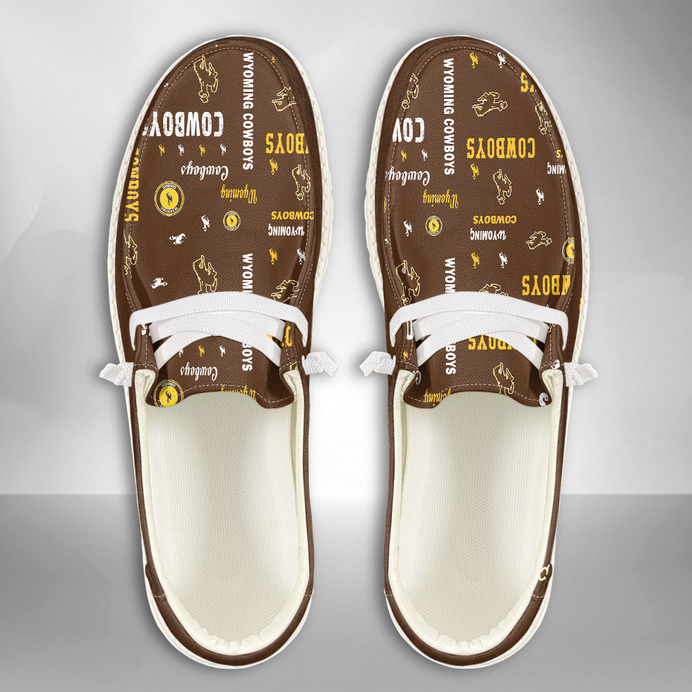 JWFancy NCAA Wyoming Cowboys Hey Dude Shoes Wally Men's Lace Up Loafers Comfortable For Men And Women