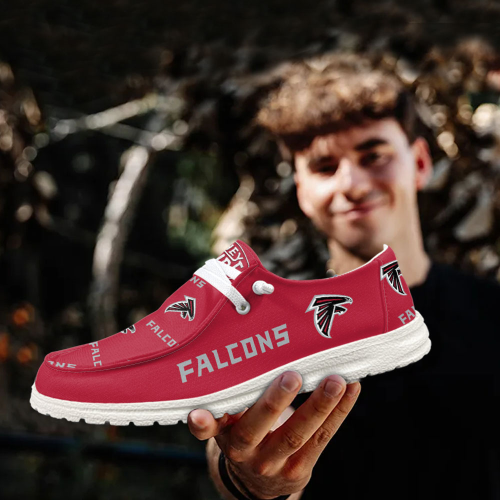 JWFancy NFL Atlanta Falcons Hey Dude Shoes Wally Men's Lace Up Loafers Comfortable For Men And Women
