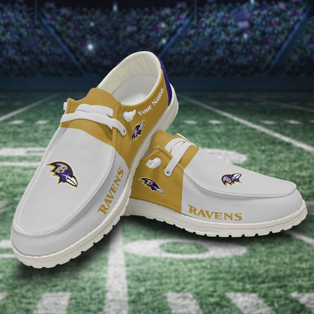 JWFancy NFL Baltimore Ravens Hey Dude Shoes Wally Men's Lace Up Loafers Comfortable For Men And Women