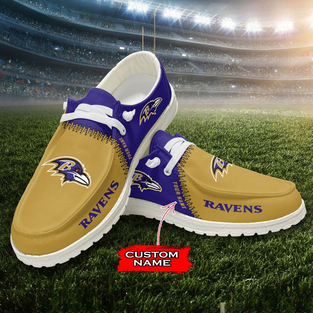 JWFancy NFL Baltimore Ravens Hey Dude Shoes Wally Men's Lace Up Loafers Comfortable For Men And Women