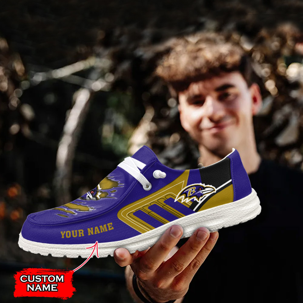 JWFancy NFL Baltimore Ravens Hey Dude Shoes Wally Men's Lace Up Loafers Comfortable For Men And Women