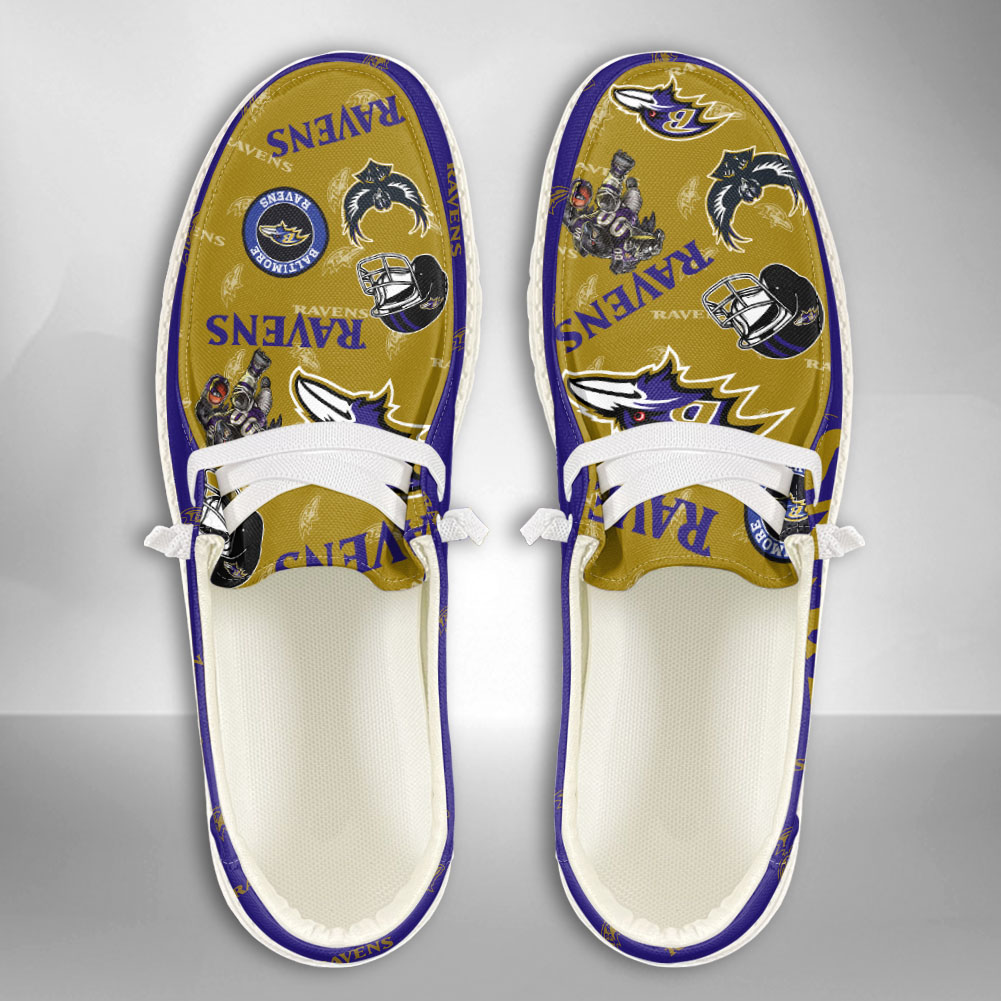 JWFancy NFL Baltimore Ravens Hey Dude Shoes Wally Men's Lace Up Loafers Comfortable For Men And Women