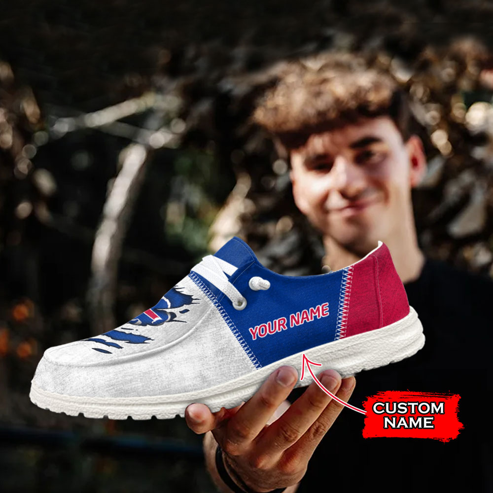 JWFancy NFL Buffalo Bills Hey Dude Shoes Wally Men's Lace Up Loafers Comfortable For Men And Women