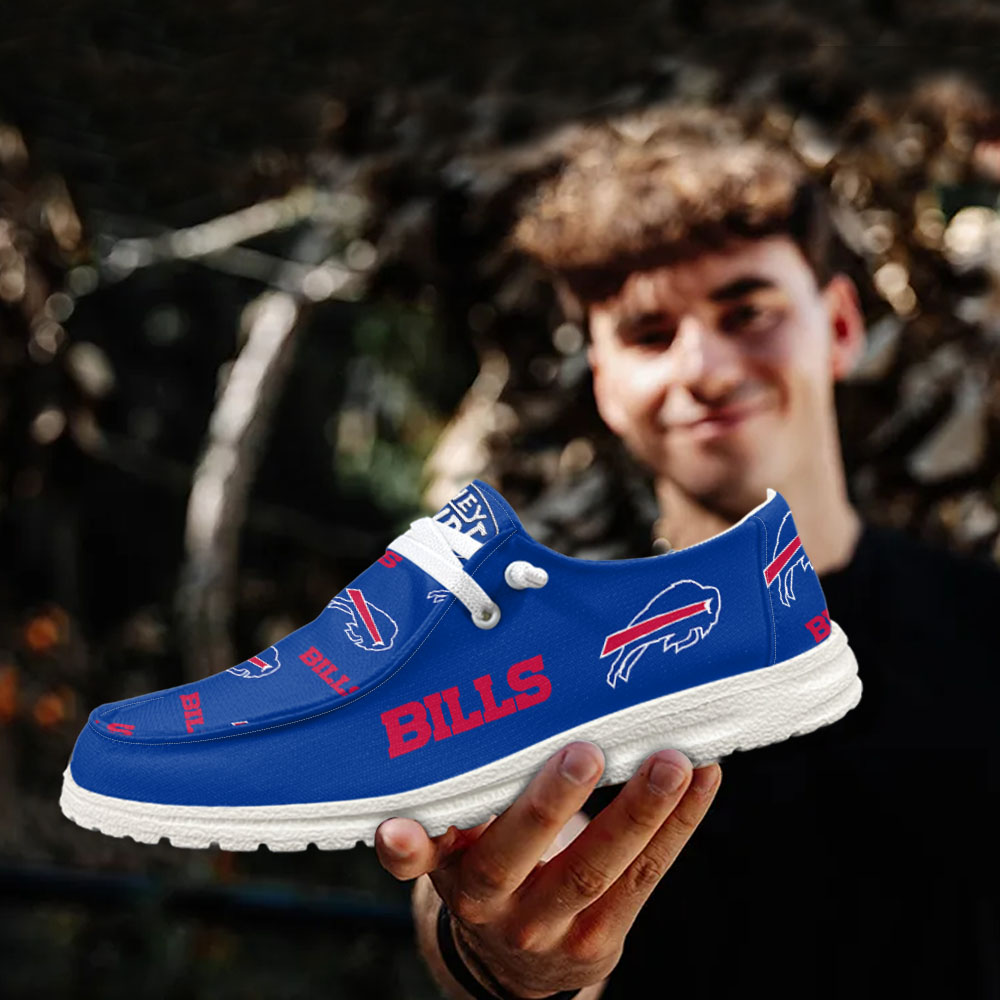 JWFancy NFL Buffalo Bills Hey Dude Shoes Wally Men's Lace Up Loafers Comfortable For Men And Women