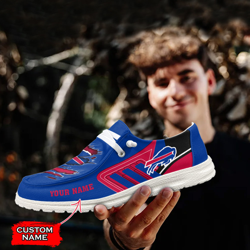 JWFancy NFL Buffalo Bills Hey Dude Shoes Wally Men's Lace Up Loafers Comfortable For Men And Women