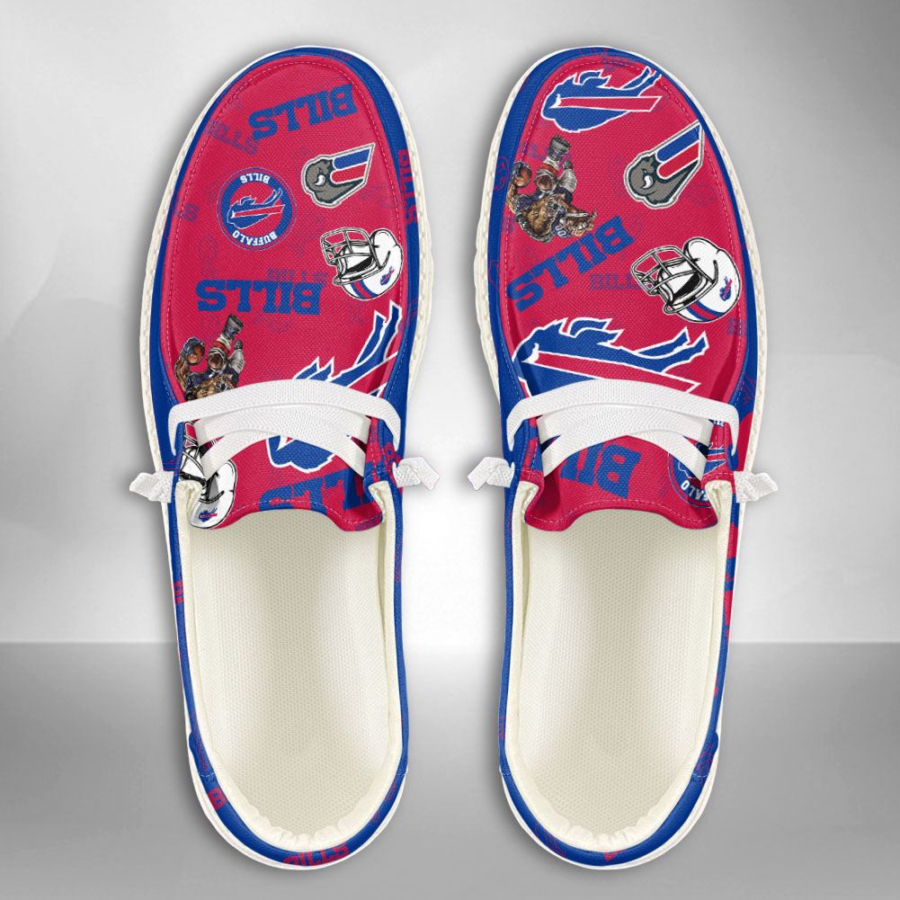 JWFancy NFL Buffalo Bills Hey Dude Shoes Wally Men's Lace Up Loafers Comfortable For Men And Women