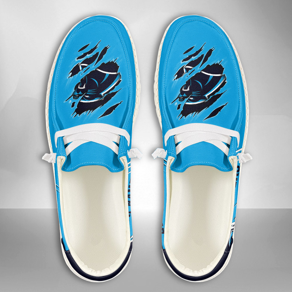 JWFancy NFL Carolina Panthers Hey Dude Shoes Wally Men's Lace Up Loafers Comfortable For Men And Women