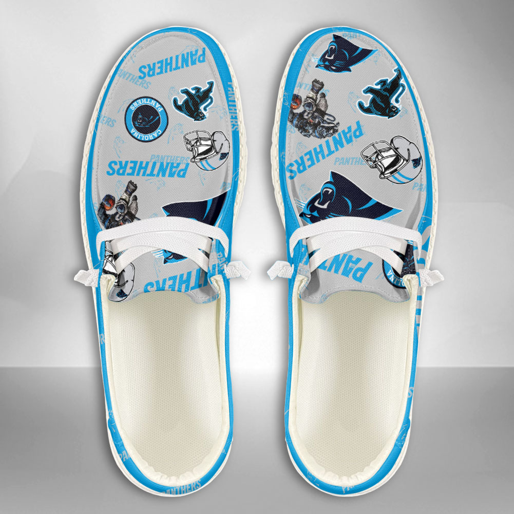 JWFancy NFL Carolina Panthers Hey Dude Shoes Wally Men's Lace Up Loafers Comfortable For Men And Women